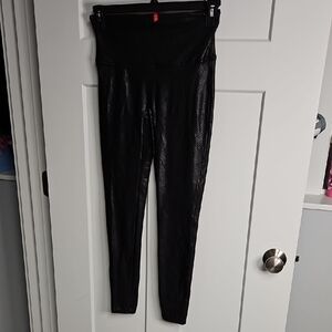 High-Waist Black Faux-Leather Leggings